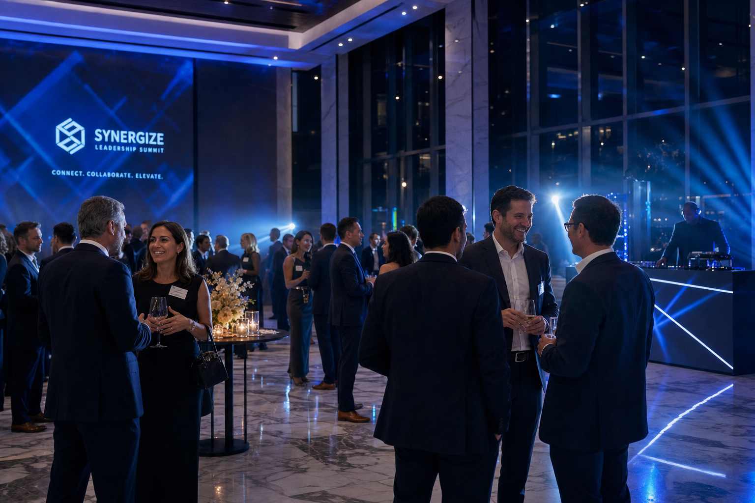 Corporate gala event with professional lighting